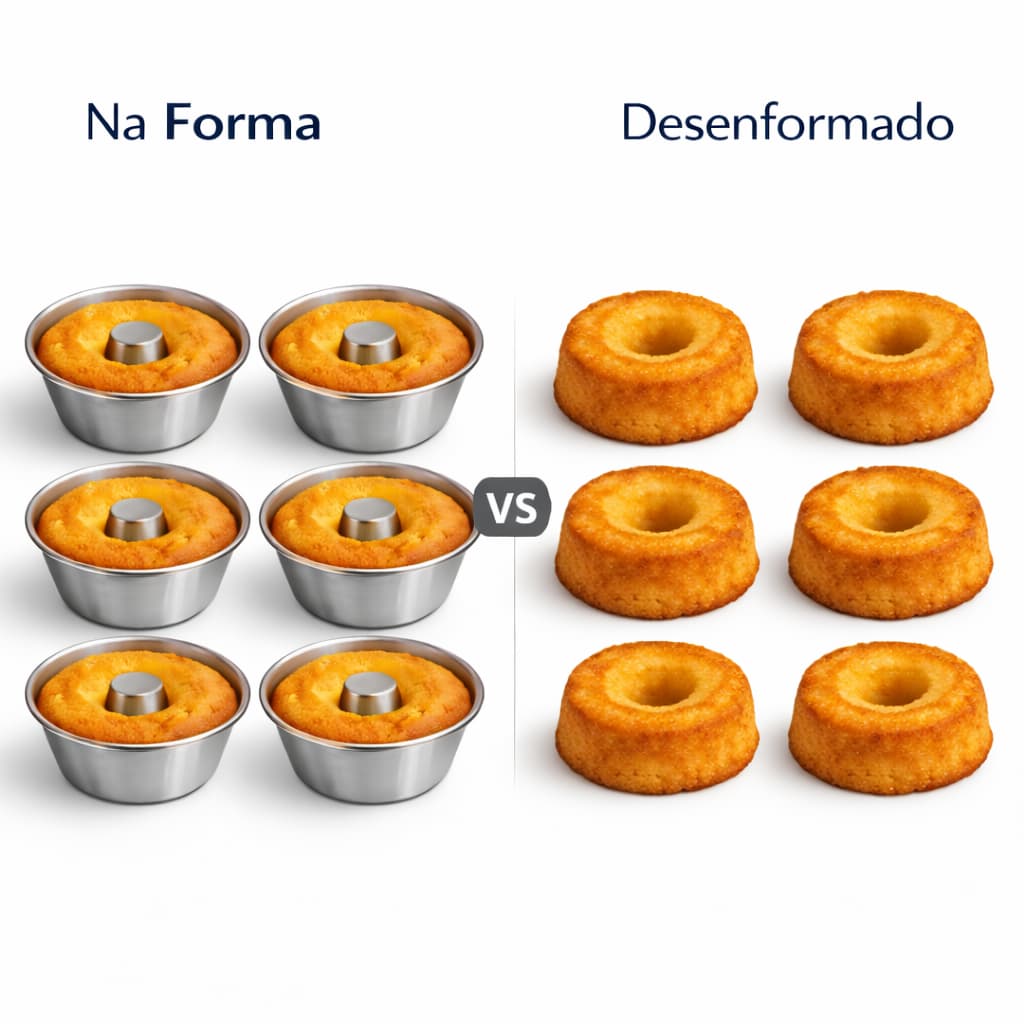Kit 06 Formas Mini Para Pudim Bolo Vulcão Confeitaria Ayr Fraier Cozinha Assadeira Alumínio Doces Sobremesas Festas