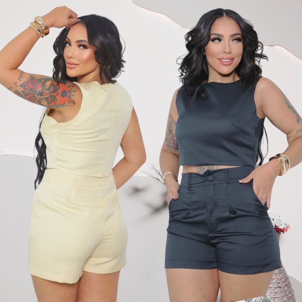 conjunto minimalista feminino lançamento moda feminina Shopee
