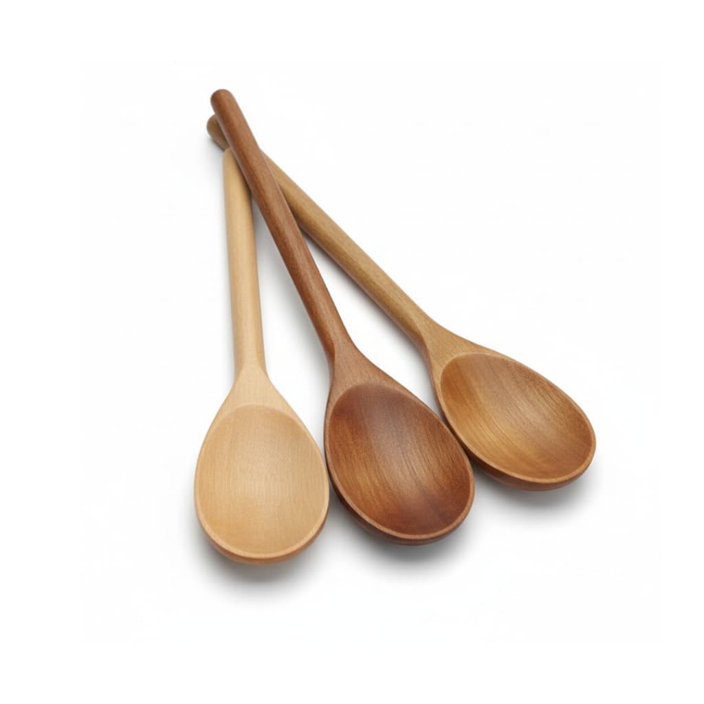 Kit 3 Colheres de Pau Madeira Maciça Cozinha Resistente 25cm 32cm 38cm
