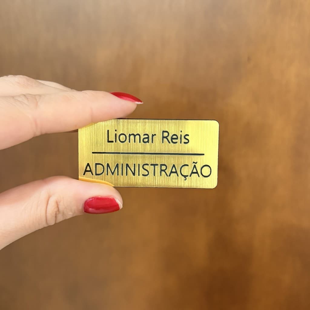 Broche Botton Crachá Magnético Personalizado Nome Profissão em ABS Escovado com Logo