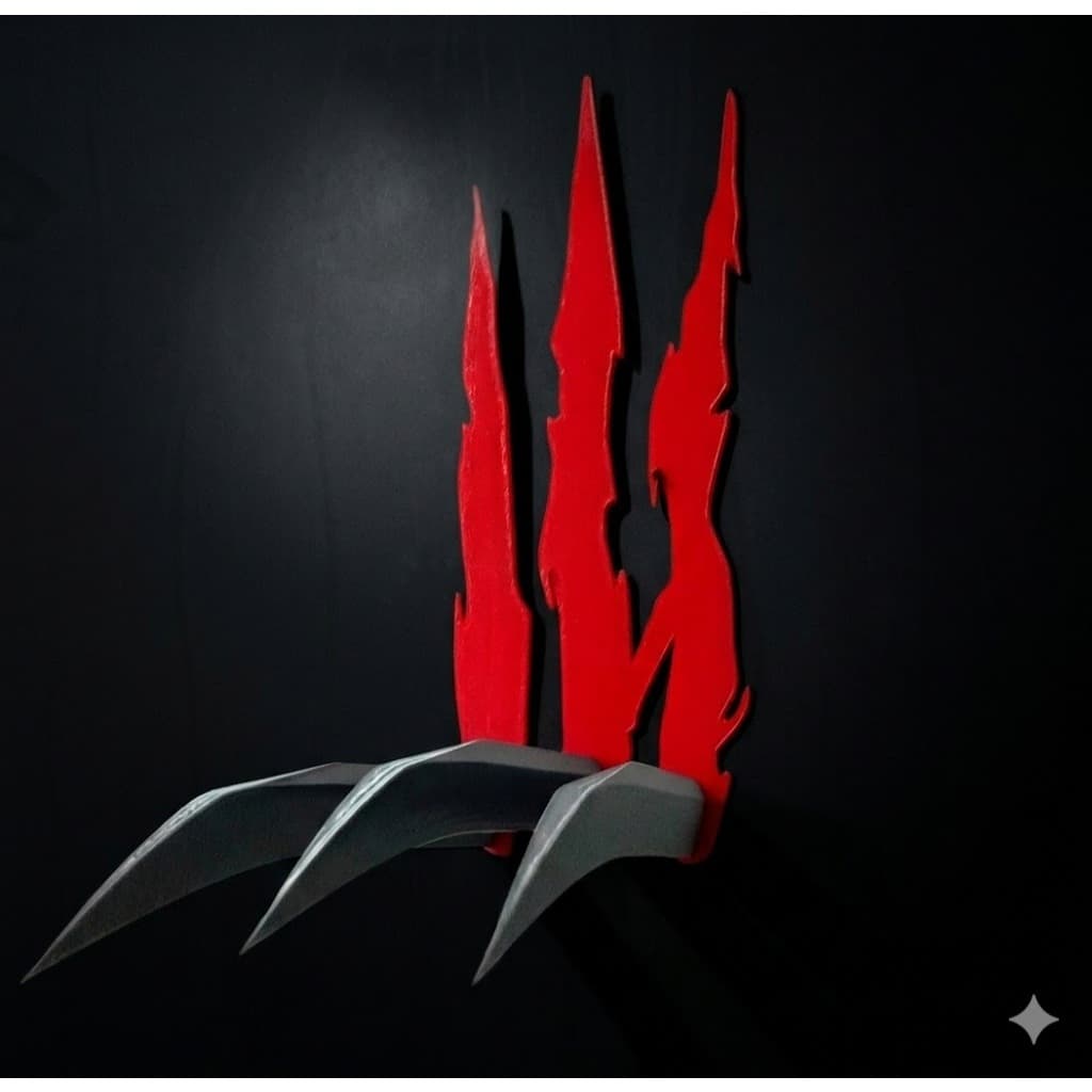 Enfeite de Parede Wolverine Marvel - Garras 3D com Efeito de Corte