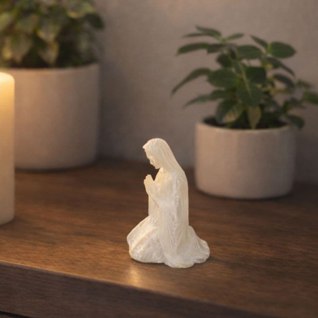 Imagem Maria Ajoelhada Escultura Nossa Senhora Decorativa Religiosa