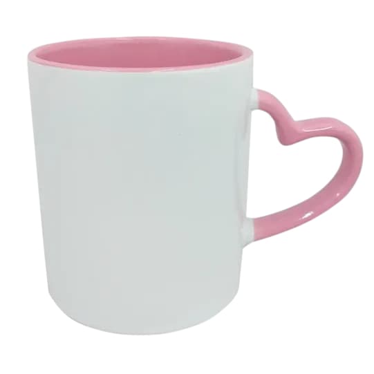 Canecas Alça de Coração Diversas Cores para sublimação 325ml 6 Unidades