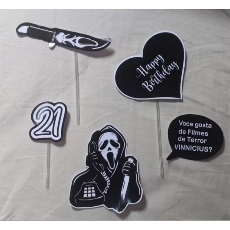 envio Rápido - Topo de bolo Pânico - Topper Hallowem
