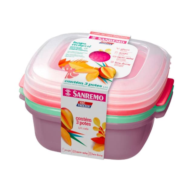 Conjunto 3 Potes Quad Plastico Sanremo 1,3L