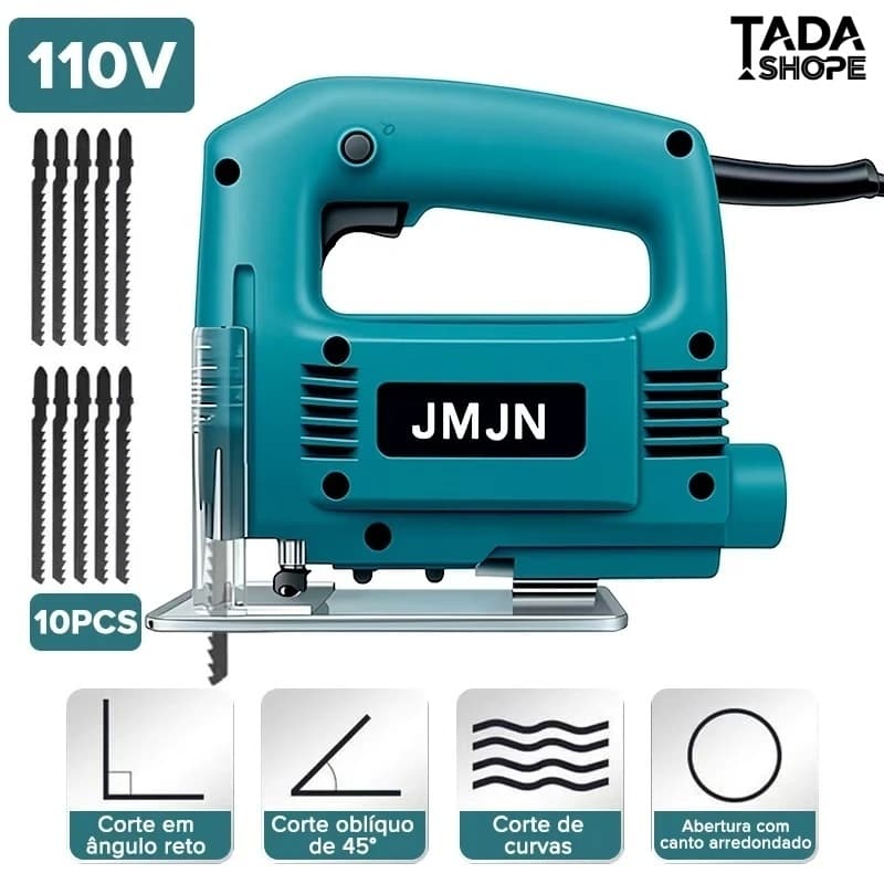 TADA Serra Tico-Tico Elétrica  650W Portátil  Corte de Madeira Metal Plástico Ajuste de Velocidade