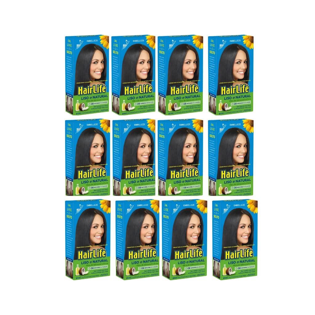 Creme Relaxante Hairlife Liso E Natural kit com 12 unidades