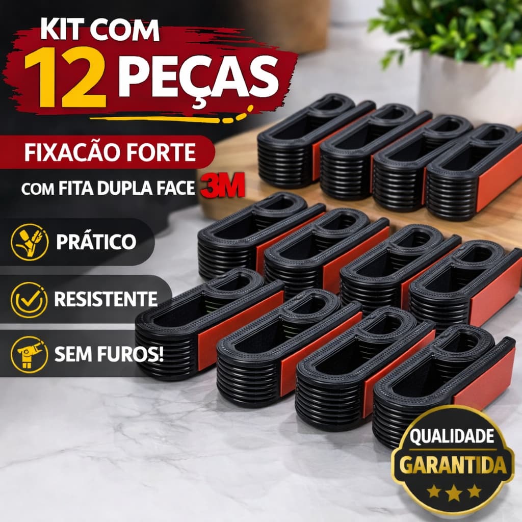 Kit 12 Ganchos Porta Toalha e Pano de Prato | Suporte Organizador de Cozinha e Banheiro | Prende Toalha Sem Cair