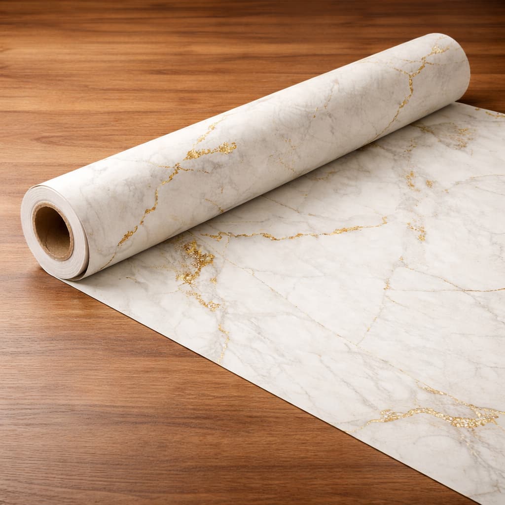 Adesivo de Parede Mármore Branco e Dourado Fácil Aplicar Papel Parede Mármore Para Quarto Sala Cozinha