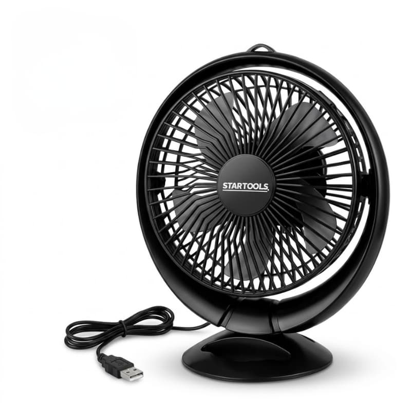 Mini ventilador de mesa portátil com cabo USB preta silencioso compacto eficiente