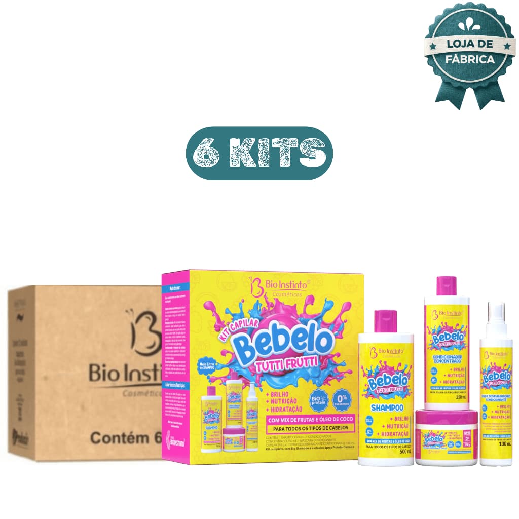 Kit 6 Kit Bebelo Tutti Frutti Bio Instinto 4 Itens Higiene Infantil Limpeza Suave Perfume Delicado