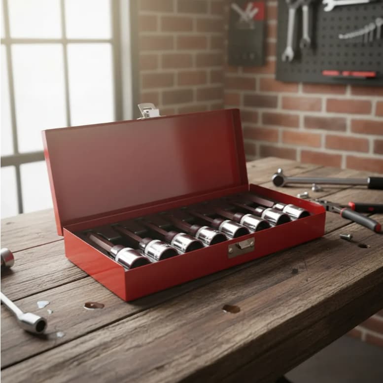 Jogo Soquete Torx Longo 1/2 8 Peças Aço S2 Alta Resistência