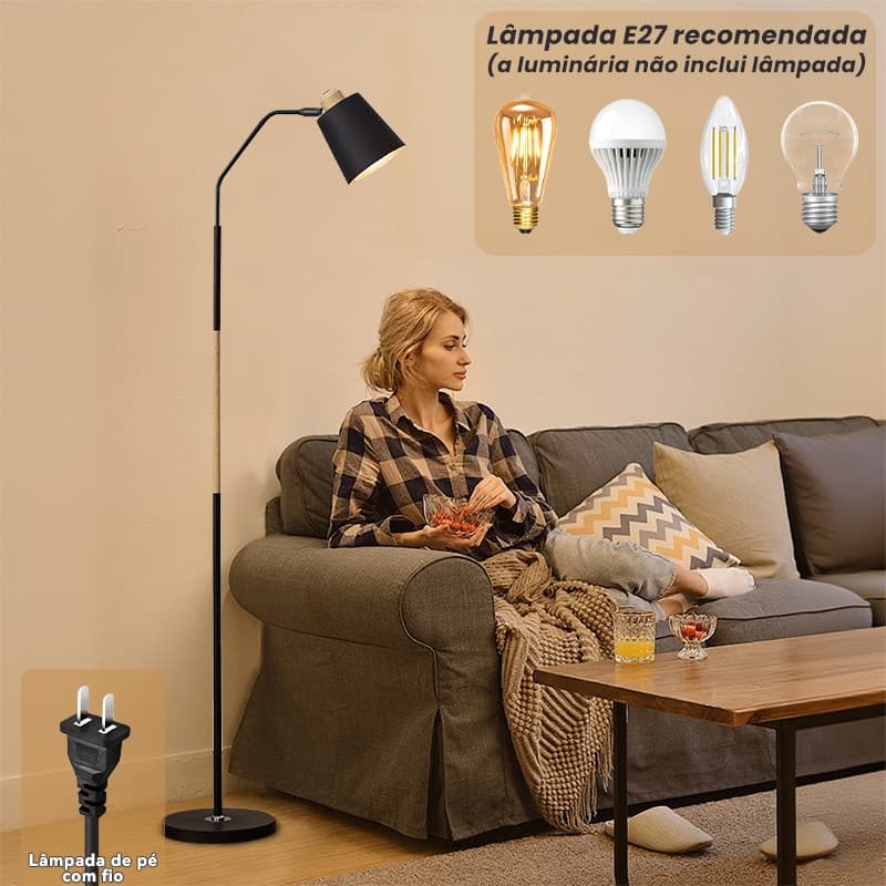 Luminária 1,9m Articulada Chão Pedestal Coluna Lustre Metal~~