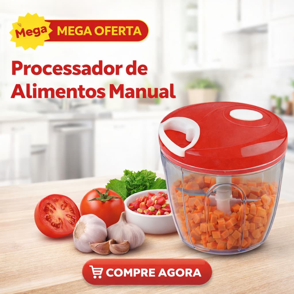 Processador Manual Alimentos Inox Grande Triturador Compacto Pratico Sem Eletrica