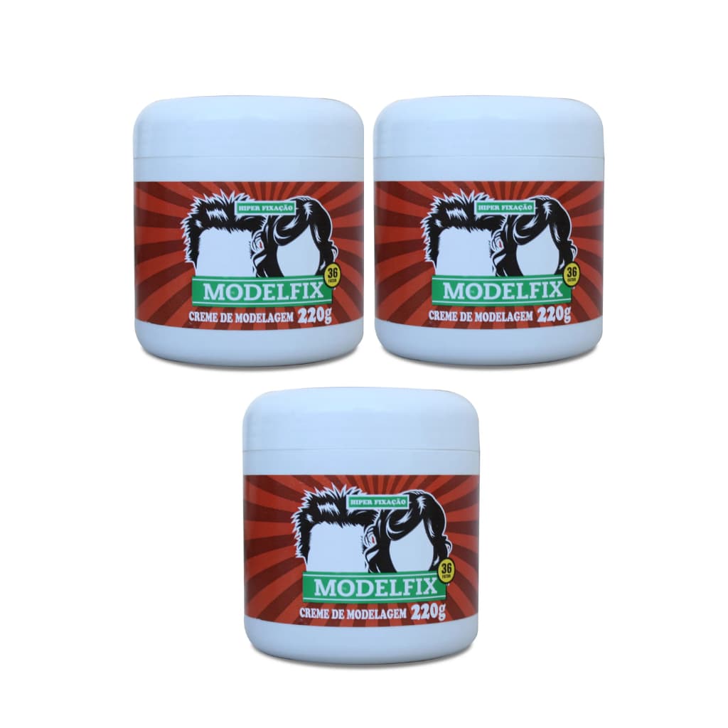 Creme modelador Modelfix Hiper Fixação 220g kit com 3 unidades