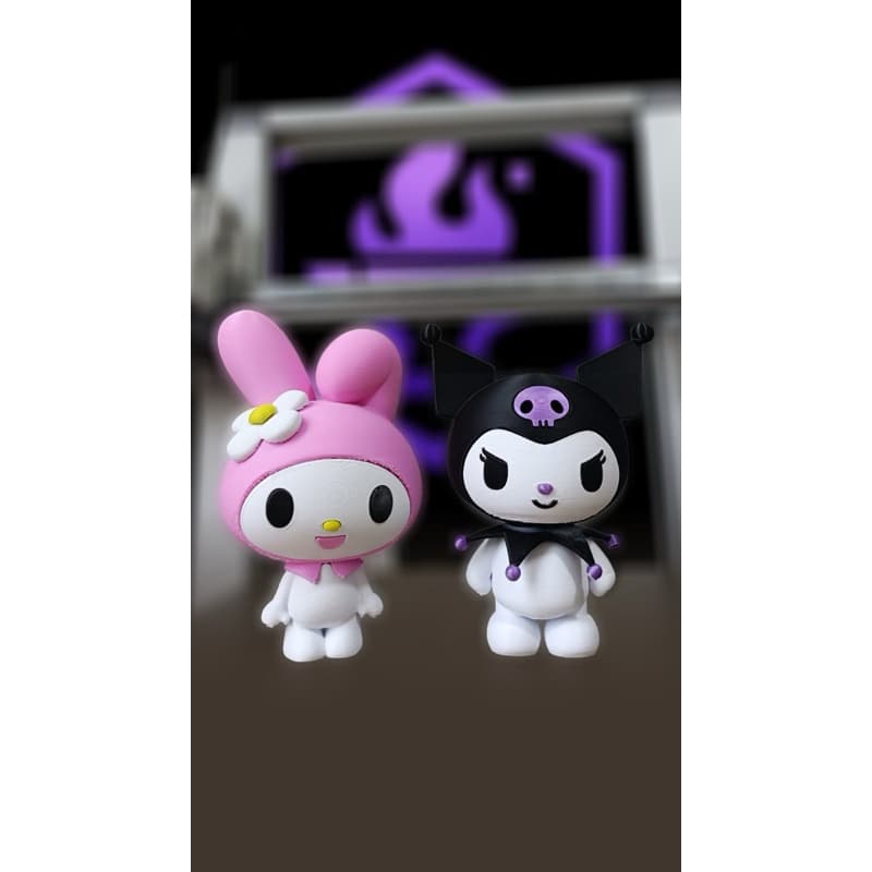 Kit My Melody + Kuromi Bonecas Kawaii Decorativas Colecionáveis Decoração Quarto Setup Presente