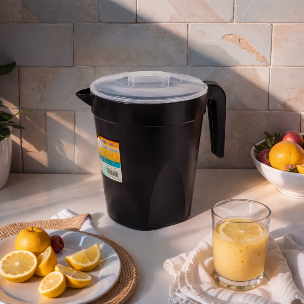 Jarra Suco 4 Litros Colorida Sortidas Tampa Transparente Plástico Resistente Bebidas Restaurante