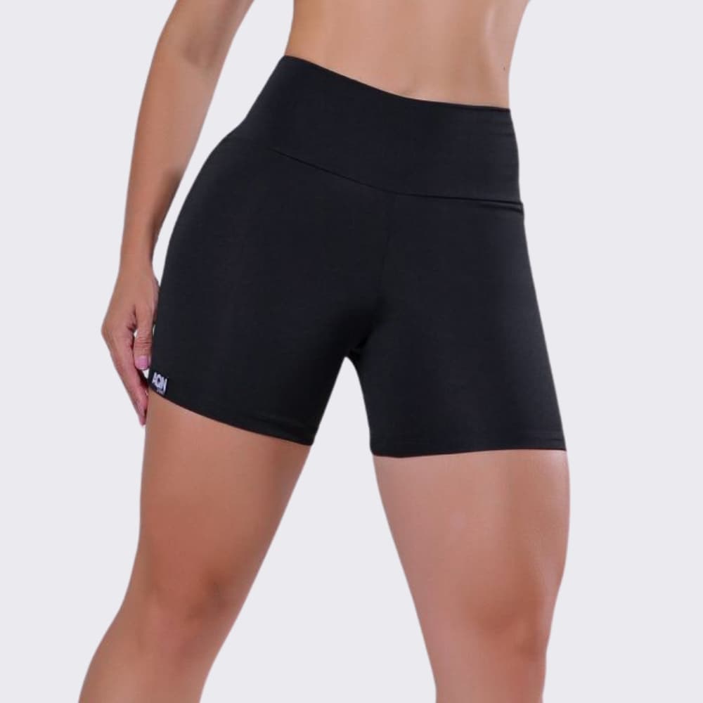 Short Basic Cós Alto Preto Fitness Academia Casual Corrida Yoga AQN SPORT