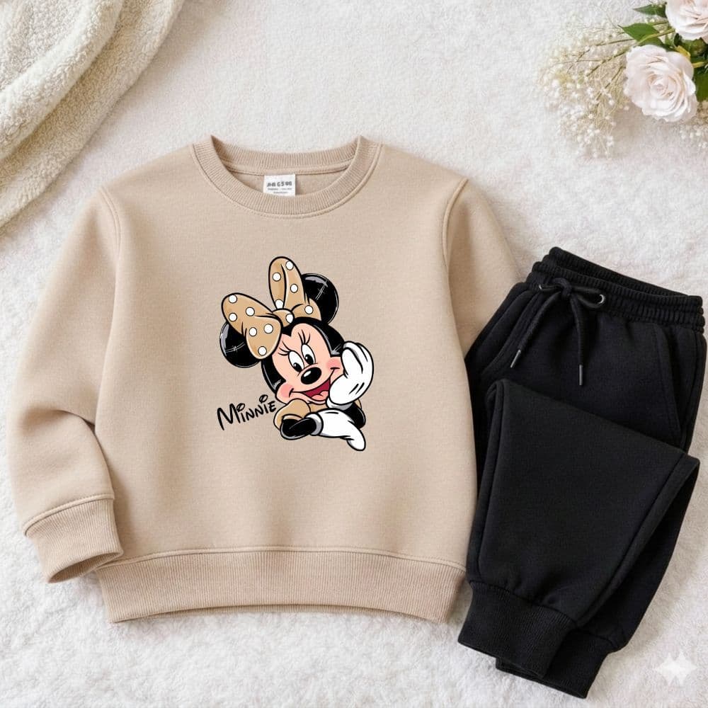 Conjunto moletom infantil e juvenil minnie calça moletom e blusa flanelada premium