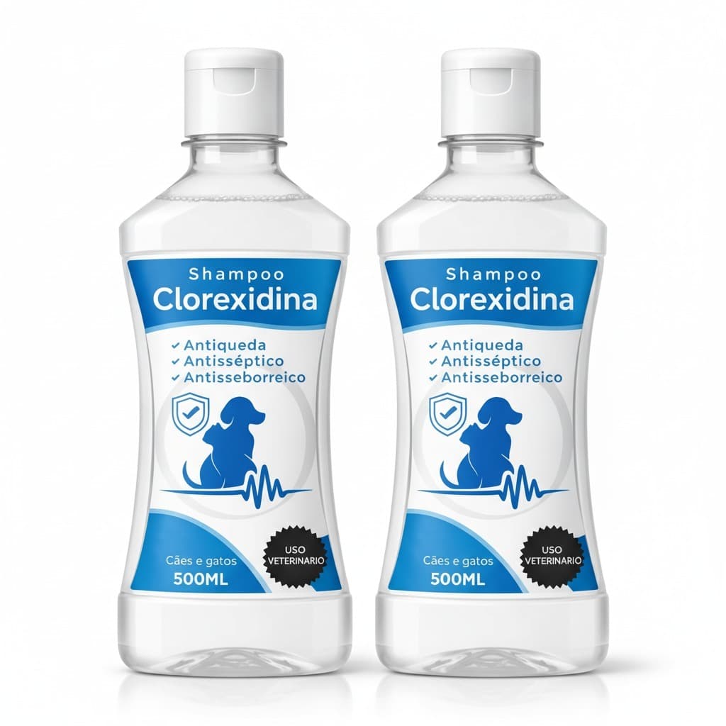 Kit 2 Shampoo Clorexidina 5 em 1 - 500ml Limpeza Dermatológica - PetSide