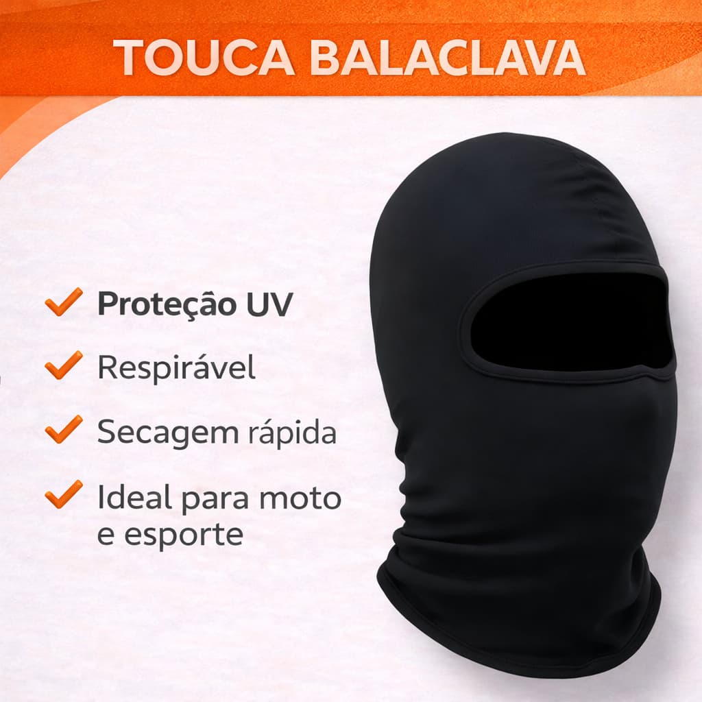 Touca Motoqueiro Ninja Balaclava Térmica Proteção Uv50+ Mototáxi