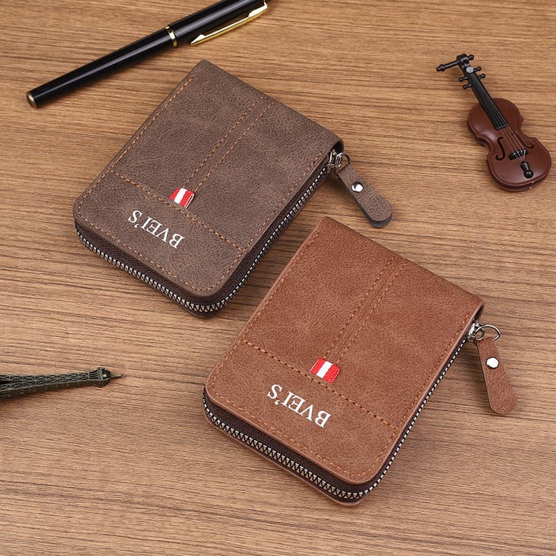 Carteira Masculina com Zíper | Design Compacto Porta-Cartões e Porta-Moedas | Multifuncional | Presente para Namorado