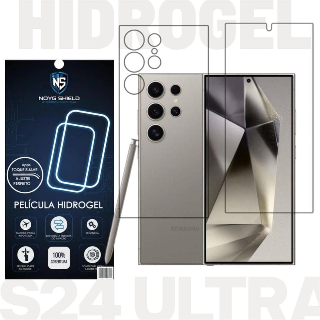Pelicula Gel Hidrogel Frente e Verso Anti Impacto para Celular Samsung Galaxy S24 Ultra