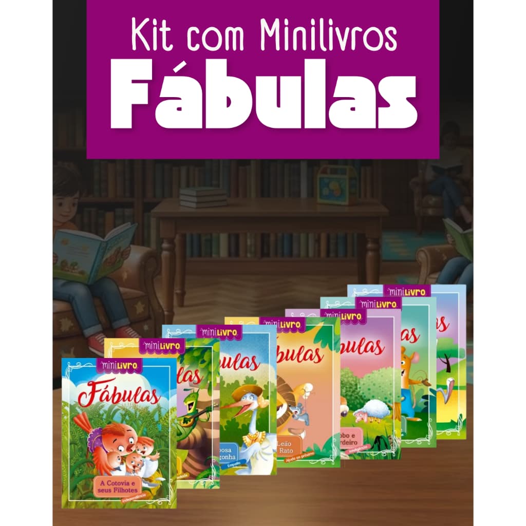 Kit com Minilivros - Coleção Fábulas, Histórias Infatis