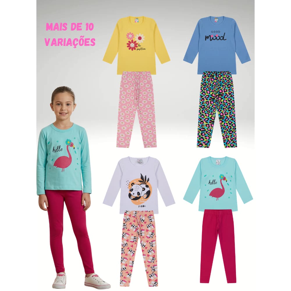 Kit 6 Peças/ 3 Conjuntos Meia Estação Feminino/Estampas e Cores Sortidas/ Material de Alta Qualidade