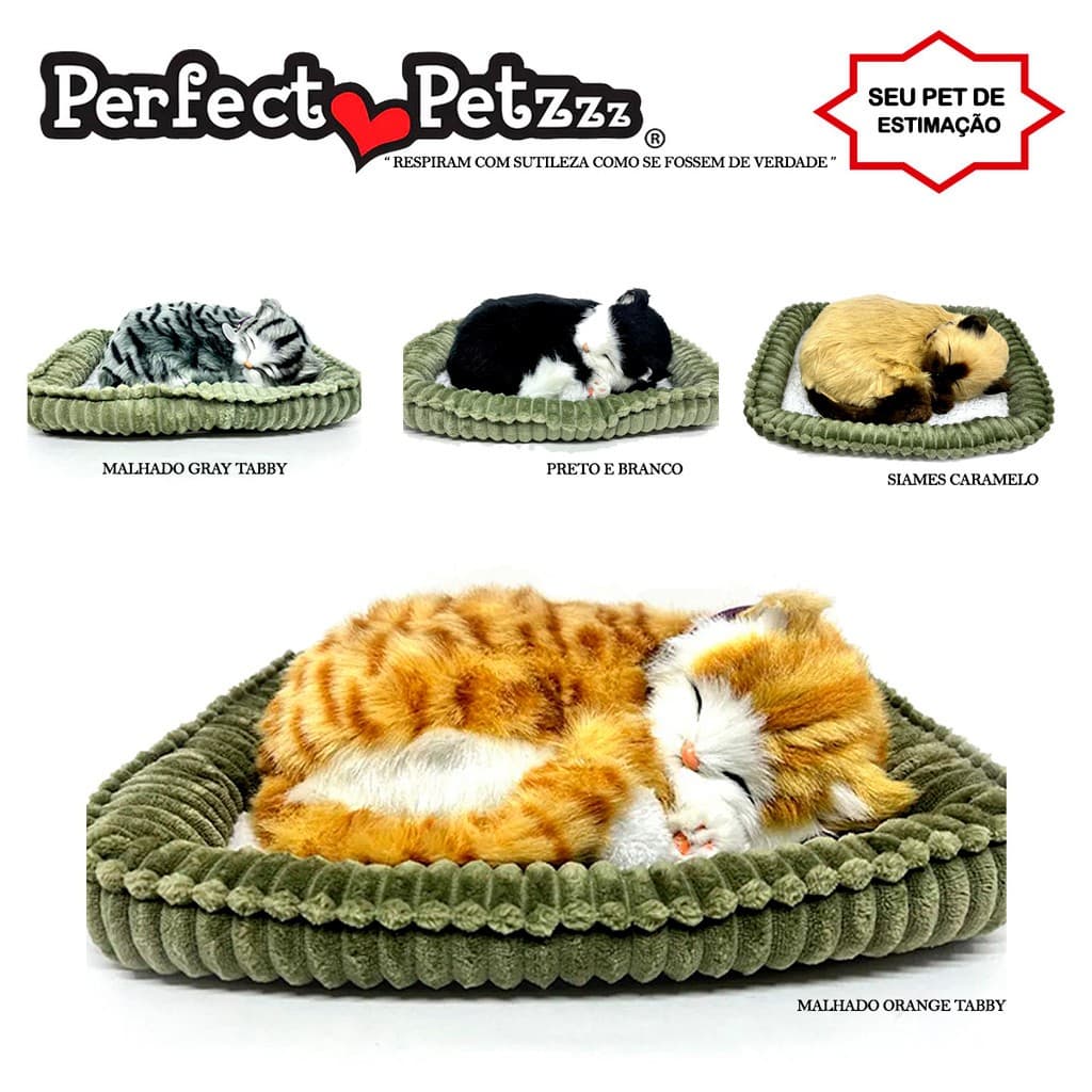 Filhote Gato Pelúcia Fofofo Respira de Verdade Perfet Petzz