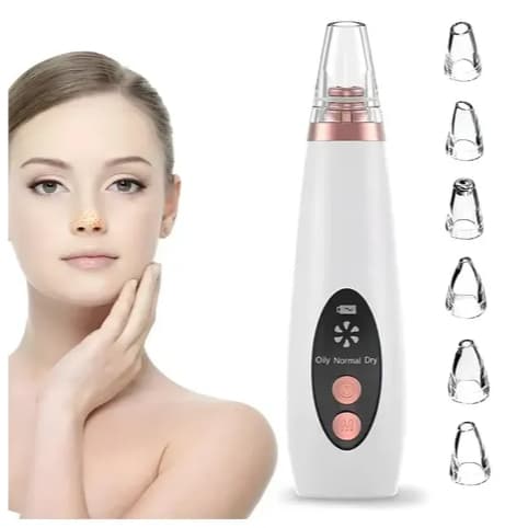 Removedor de acne e Cravos Aparelho para Limpeza de pele 6 Ponteiras p/ todo tipo de pele com extração eficaz e indolor