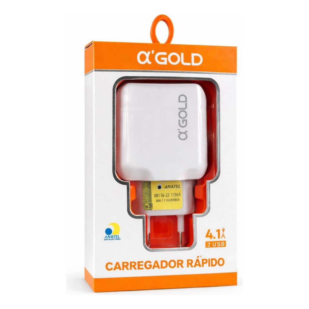 Fonte Carregador A'Gold 4.1A 2 Portas USB Carregamento Rápido