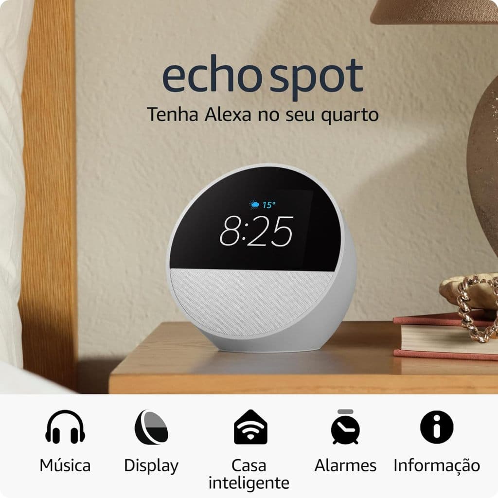 Amazon Echo Spot Alexa Caixa de Som Bluetooth - Branco (Geração mais recente)