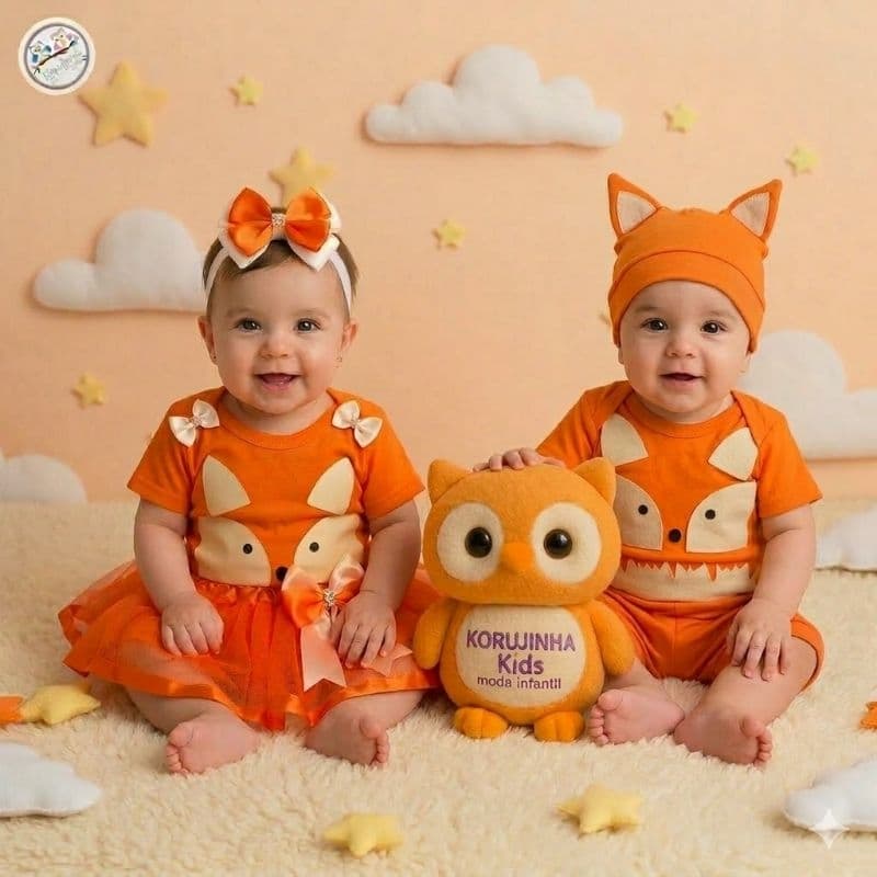 Body Bebê Temático Raposinha Raposa Safari Fantasia Mesversário Ítens Opcionais