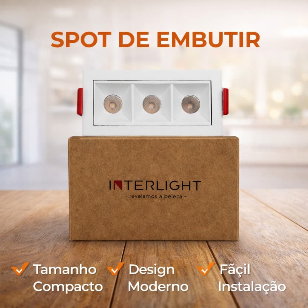 Spot Picco Embutir Recuado 7W 2700K Branco Interlight 34° Iluminação Premium Promoção Frete Grátis