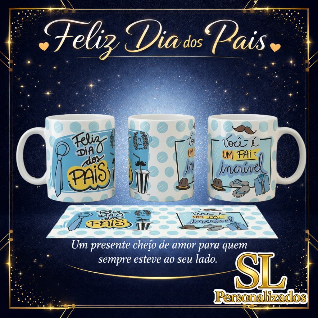 Caneca Personalizada Dia dos Pais – Presente Especial para Pai, Avô ou Padrasto