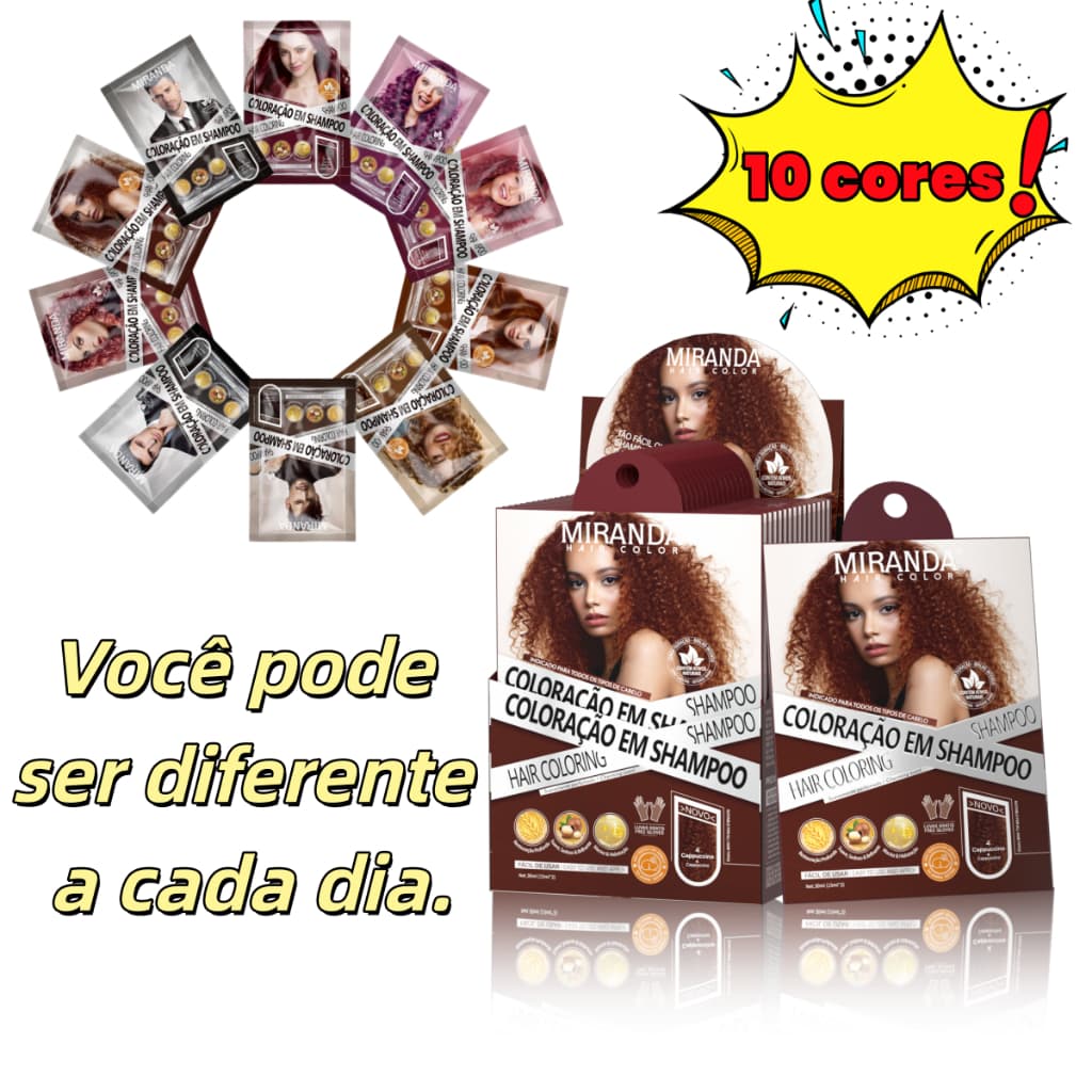 Tintura de Cabelo Creme 2 Sachês 30ml Cada Várias Cores Coloração Uniforme Fácil Aplicação