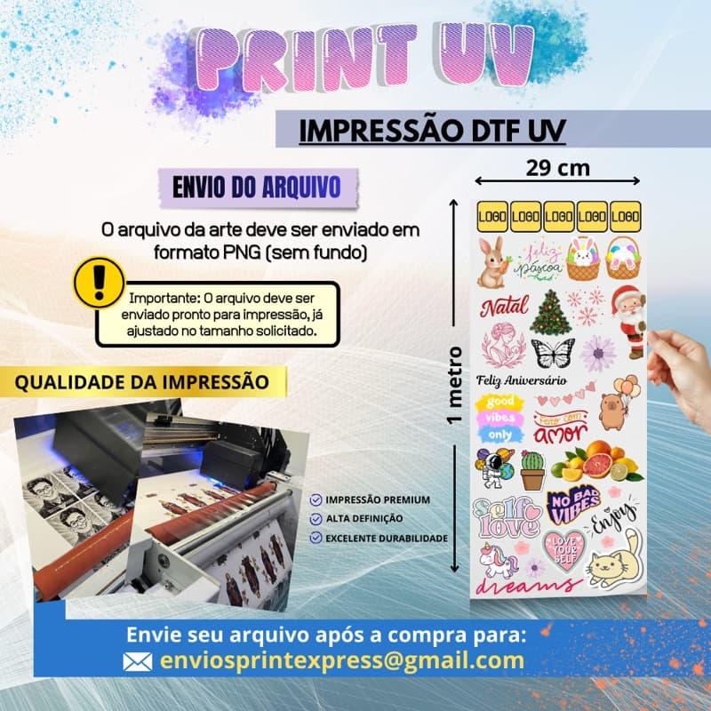 Impressão DTF UV Premium 1 Metro