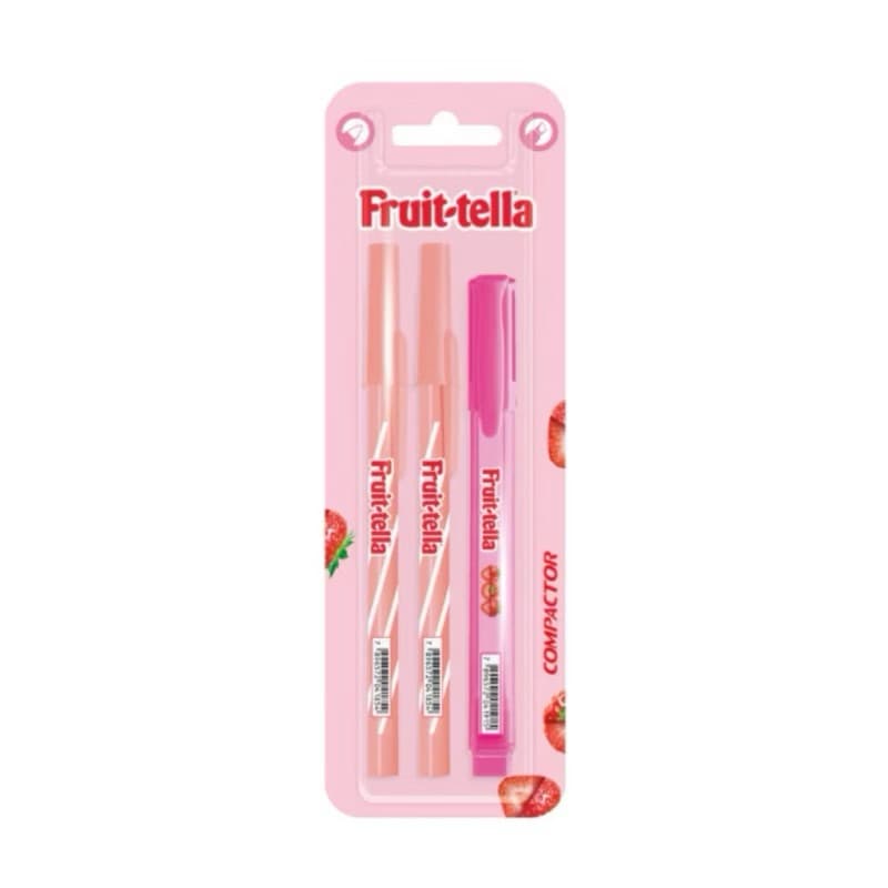 Conjunto Fruit-Tella C/ Caneta Esferográfica 07 Pop E Marca Texto C/ Cheirinho - Compactor