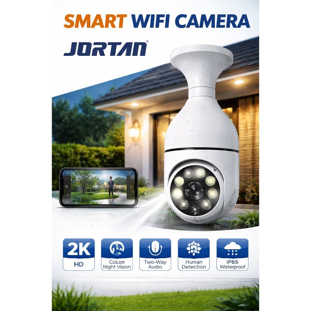 Câmera WiFi 360 Jortan com Áudio e Monitoramento pelo Celular
