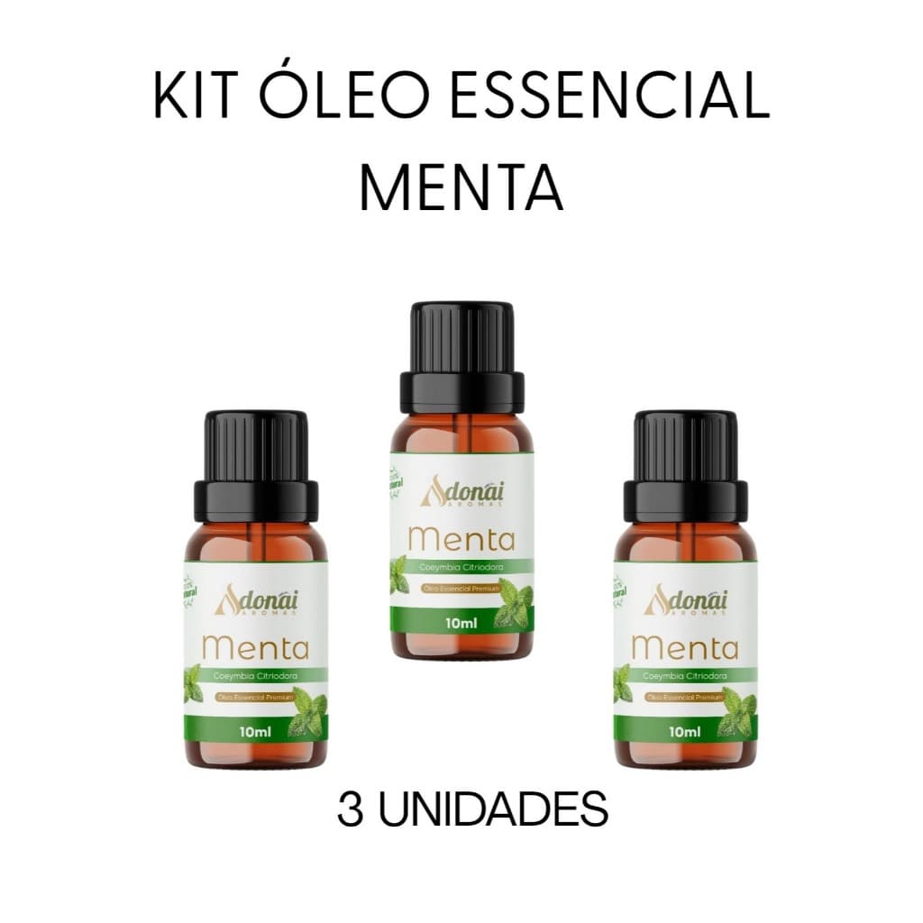 Kit 3 Óleo Essencial Premium Menta 10ml umidificador Aromaterapia