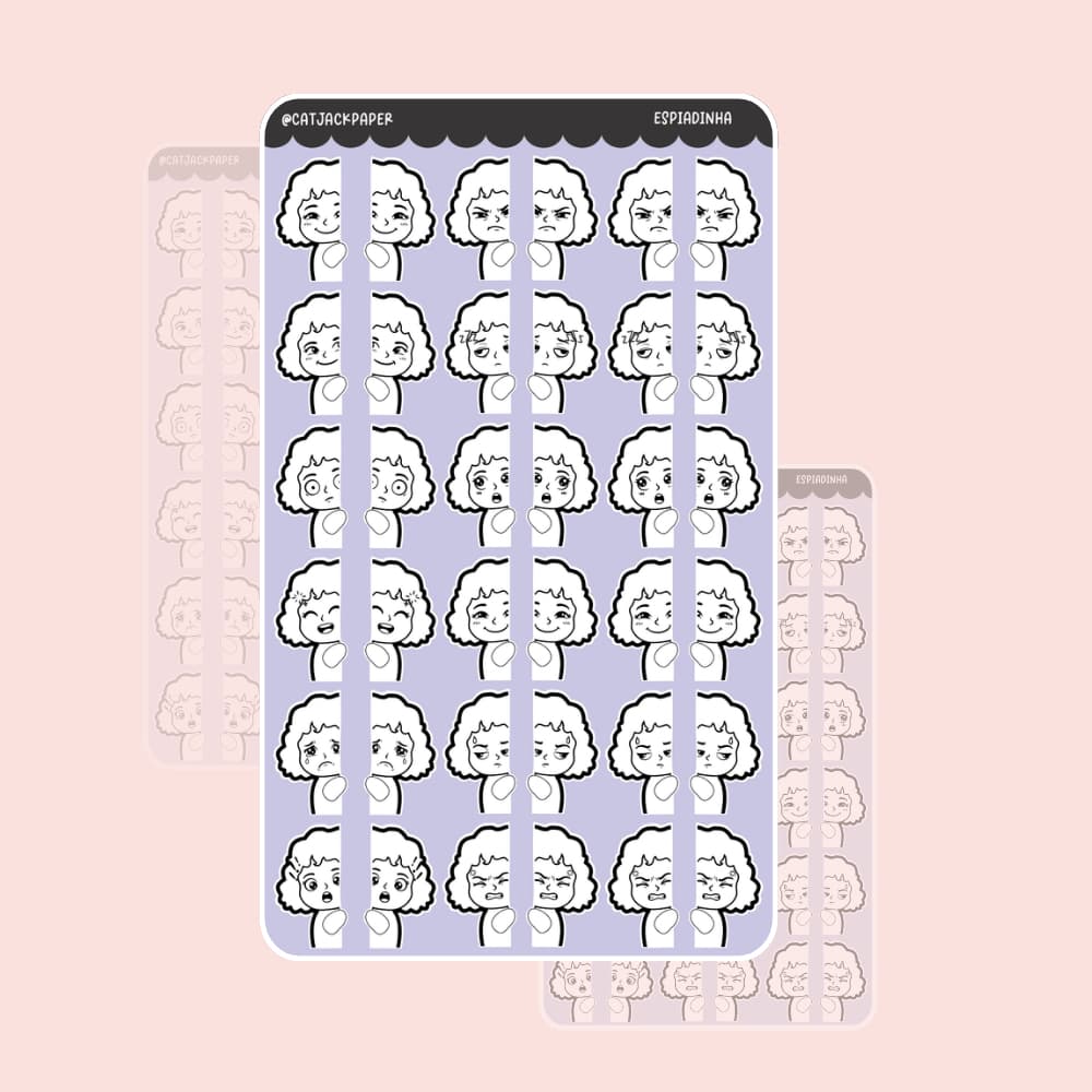 Cartelas Adesivas Emojis Menininhas Espiando para Bullet Journal, Cadernos, Diários, Kinbor, Decorativos