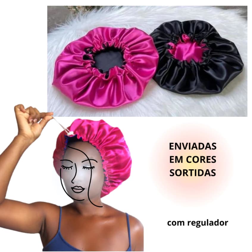 Touca de Cetim Ajustável Grande Dupla Face Protege o Cabelo e não te deixa com FRIZZ Envio Imediato!