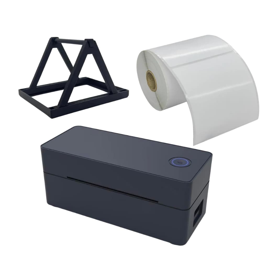 Impressora De Etiqueta Térmica Tipo Zebra CC431 Bluetooth Usb + 1 Rolo 10x15 + 1 Suporte de Etiqueta