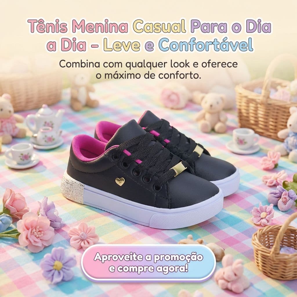 Tênis Infantil De Menina Confortável Para Passeios e Uso Diário 25 ao 33 Pronta Entrega