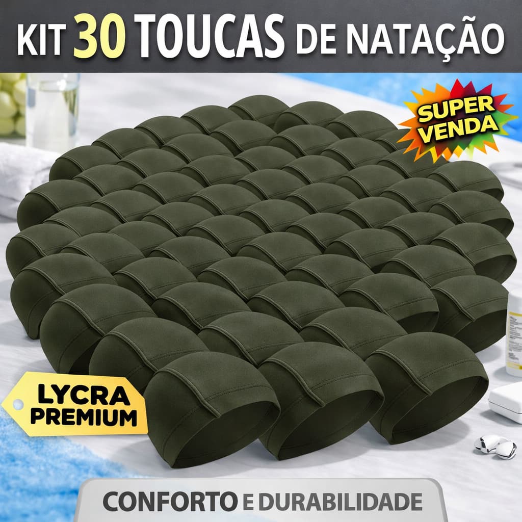 Kit 30 Toucas De Natação Lycra Premium Alta Qualidade