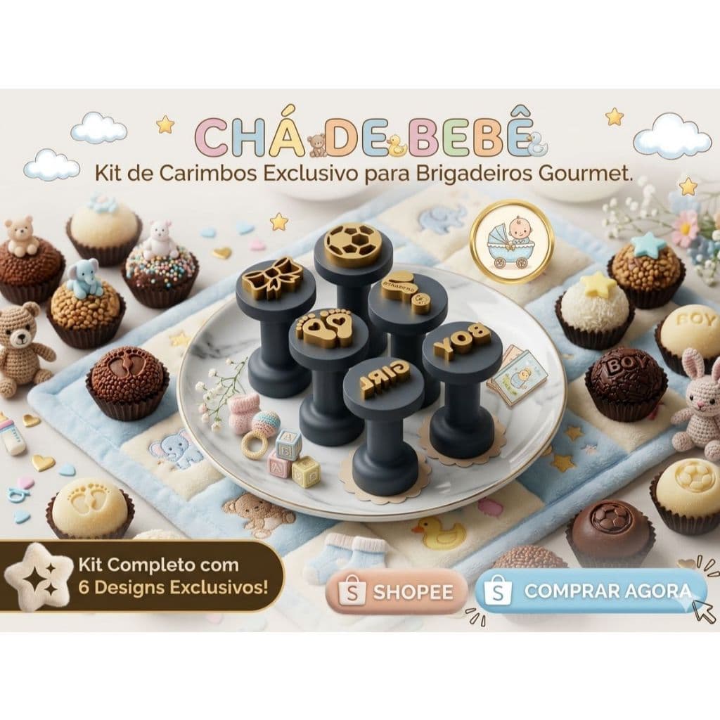 Carimbos de Brigadeiros/Doces Chá Revelação / cha bebe KIT 6e