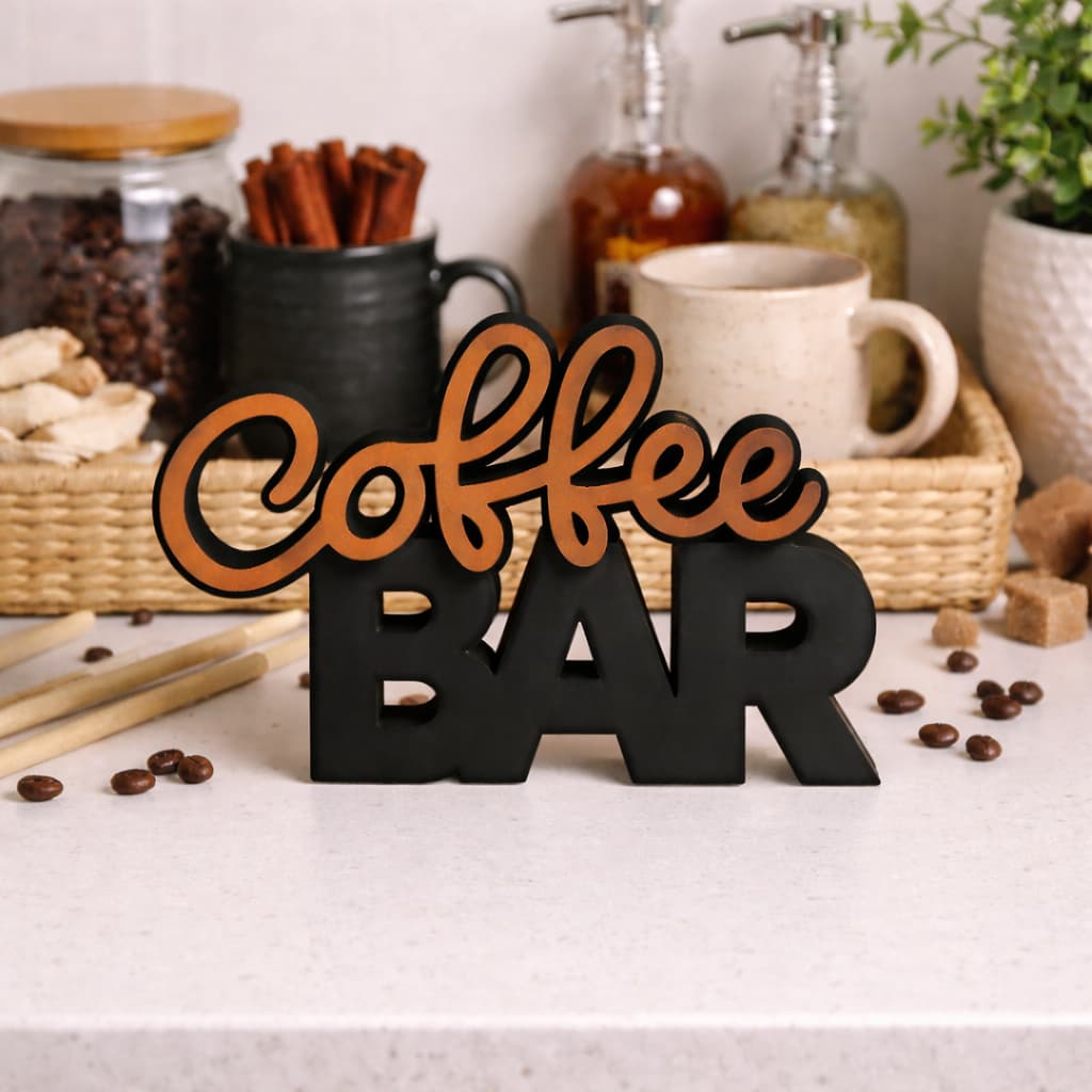 Placa Decorativa Coffee Bar Letreiro Cozinha Café Cantinho do Café Decoração