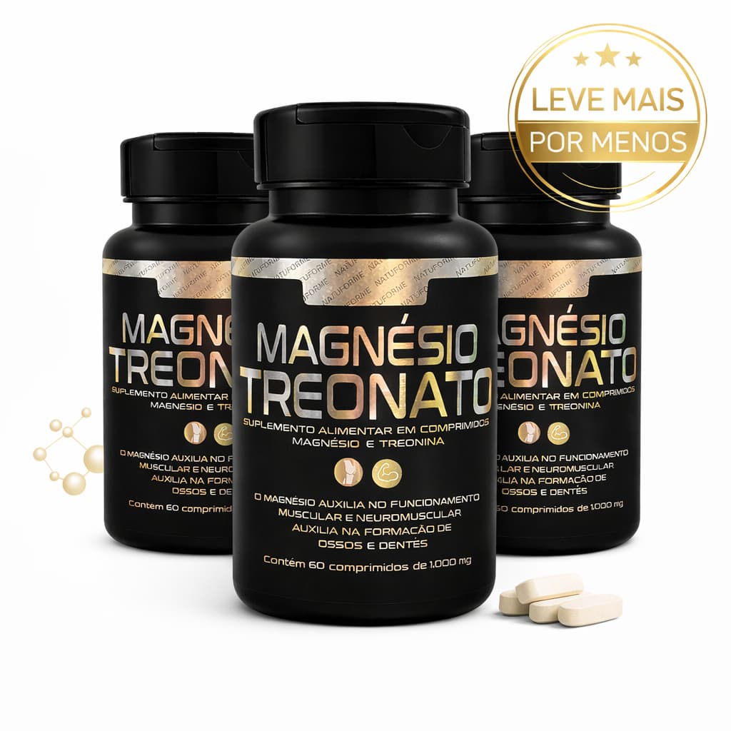Magnésio Treonato Suplemento Alimentar 1000mg 60 Comprimidos Memória, Foco e Concentração