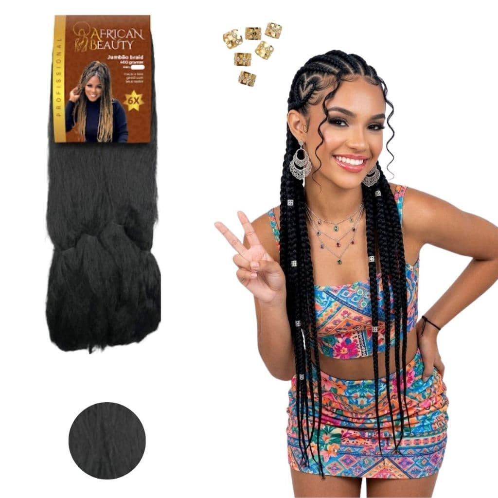 Cabelo Jumbo African Beauty 400 Gramas Premium Para Tranças Box Braid